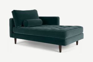 Scott Ecksofa (Recamiere rechts), Baumwollsamt in Petrol - MADE.com