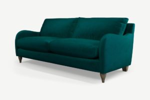 Sofia 3-Sitzer Sofa, Samt in Mallardgruen - MADE.com