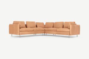 Vento Ecksofa, Leder in Hellbraun - MADE.com