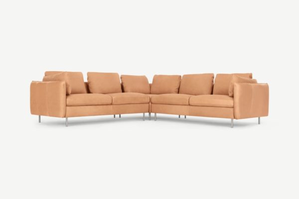 Vento Ecksofa, Leder in Hellbraun - MADE.com