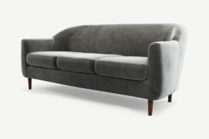 Custom MADE Tubby 3-Sitzer Sofa, Samt in Stahlgrau - MADE.com