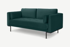 Harlow grosses 2-Sitzer Sofa, recycelter Samt in Eisvogelblau - MADE.com