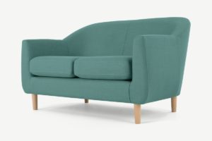 Tubby 2-Sitzer Sofa, Stoff in hellem Blaugruen - MADE.com