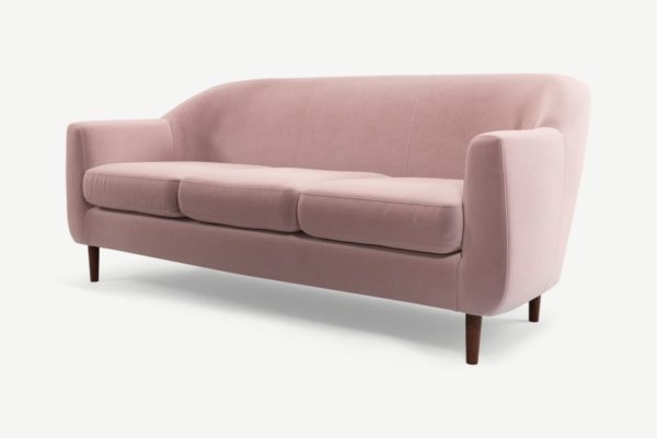 Tubby 3-Sitzer Sofa, Samt in Erikarot - MADE.com