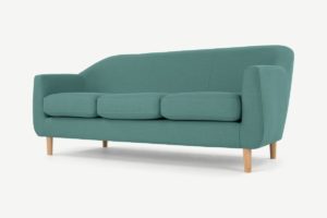 Tubby 3-Sitzer Sofa, Stoff in hellem Blaugruen - MADE.com