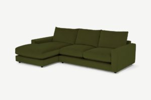 Arni Ecksofa (Recamiere links), recycelter Samt in Moosgruen - MADE.com