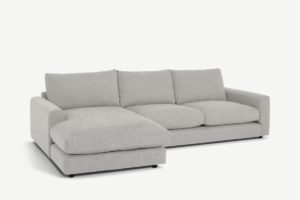 Arni Ecksofa (Recamiere links), strukturierter Webstoff in Grau - MADE.com