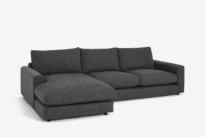 Arni Ecksofa (Recamiere links), strukturierter Webstoff in Schiefergrau - MADE.com