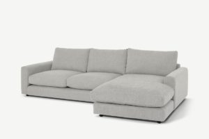 Arni Ecksofa (Recamiere rechts), strukturierter Webstoff in Grau - MADE.com