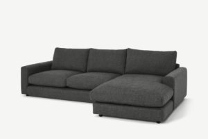 Arni Ecksofa (Recamiere rechts), strukturierter Webstoff in Schiefergrau - MADE.com