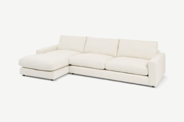 Arni grosses Ecksofa (Recamiere links), Boucle in Elfenbein - MADE.com