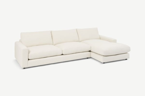 Arni grosses Ecksofa (Recamiere rechts), Boucle in Elfenbein - MADE.com