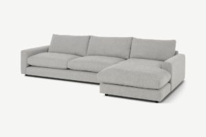 Arni grosses Ecksofa (Recamiere rechts), strukturierter Webstoff in Grau - MADE.com