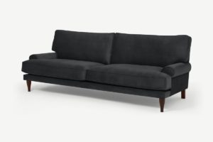 Chadwick 4-Sitzer Sofa, recycelter Samt in Granitgrau - MADE.com