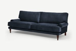 Chadwick 4-Sitzer Sofa, recycelter Samt in Mitternachtsblau - MADE.com