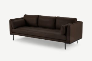 Harlow 3-Sitzer Sofa, Leder in Dunkelbraun - MADE.com