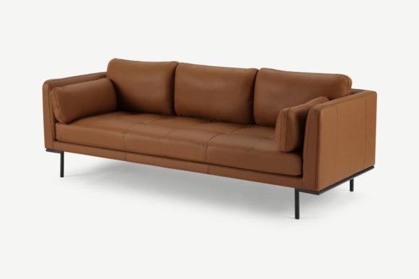 Harlow 3-Sitzer Sofa, Leder in Honigbraun - MADE.com