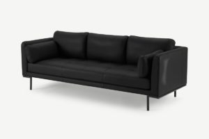 Harlow 3-Sitzer Sofa, Leder in Schwarz - MADE.com
