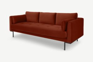 Harlow 3-Sitzer Sofa, Samt in Ziegelrot - MADE.com