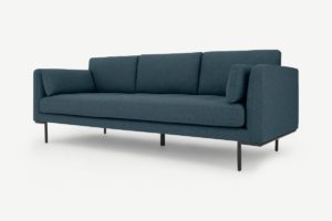 Harlow 3-Sitzer Sofa, Stoff in Orleansblau - MADE.com