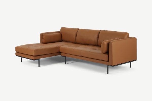 Harlow Ecksofa (Recamiere links), Leder in Honigbraun - MADE.com