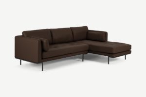 Harlow Ecksofa (Recamiere rechts), Leder in Dunkelbraun - MADE.com