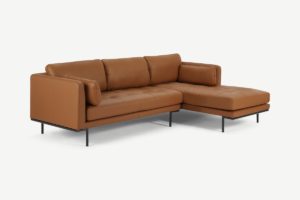 Harlow Ecksofa (Recamiere rechts), Leder in Honigbraun - MADE.com