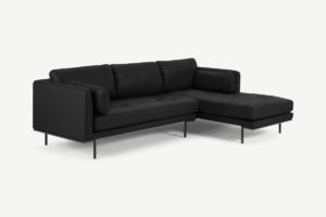 Harlow Ecksofa (Recamiere rechts), Leder in Schwarz - MADE.com