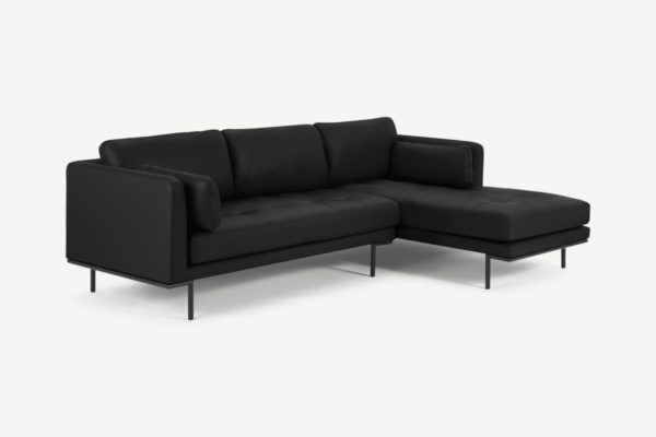 Harlow Ecksofa (Recamiere rechts), Leder in Schwarz - MADE.com