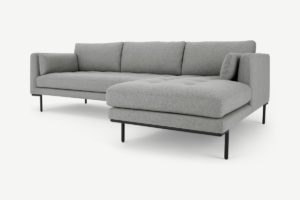 Harlow Ecksofa (Recamiere rechts), Stoff in Felsengrau - MADE.com