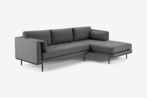 Harlow Ecksofa (Recamiere rechts), Stoff in Grau - MADE.com