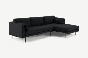 Harlow Ecksofa (Recamiere rechts), Stoff in dunklem Schiefergrau - MADE.com