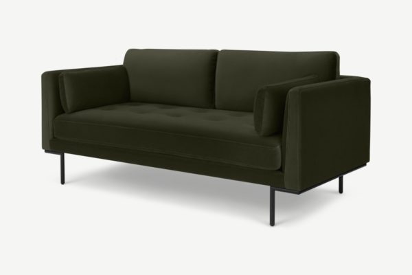 Harlow grosses 2-Sitzer Sofa, Samt in Dunkeloliv - MADE.com