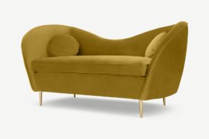 Kooper 2-Sitzer Sofa, recycelter Samt in Antik-Gold - MADE.com