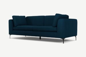 Monterosso 3-Sitzer Sofa, Stoff in dunklem Blaugruen und Schwarz - MADE.com