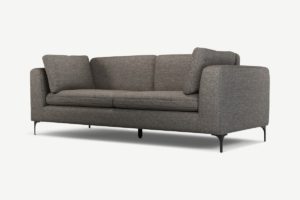 Monterosso 3-Sitzer Sofa, strukturierter Stoff in Muenzgrau und Schwarz - MADE.com