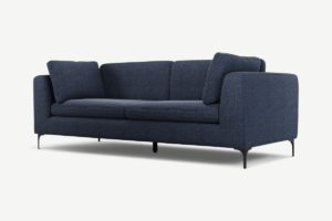 Monterosso 3-Sitzer Sofa, strukturierter Stoff in Nebelblau und Schwarz - MADE.com