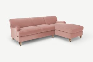 Orson Ecksofa (Recamiere rechts), recycelter Samt in Zartrosa - MADE.com