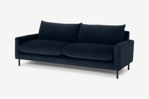 Russo 3-Sitzer Sofa, recycelter Samt in Marineblau - MADE.com