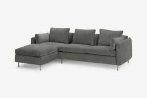 Vento 3-Sitzer Ecksofa (Recamiere links), Kord in Aschgrau - MADE.com