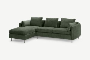 Vento 3-Sitzer Ecksofa (Recamiere links), Kord in Waldgruen - MADE.com