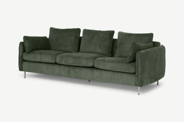 Vento 3-Sitzer Sofa, Kord in Waldgruen - MADE.com