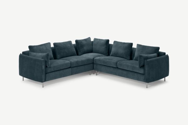 Vento 5-Sitzer Ecksofa, Kord in Wasserblau - MADE.com