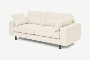 Atkinson 2-Sitzer Sofa, Boucle in Elfenbein und dunkles Holz - MADE.com