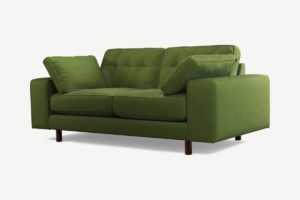 Atkinson 2-Sitzer Sofa, Samt in Weingruen und dunkles Holz - MADE.com