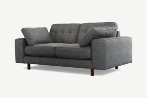 Atkinson 2-Sitzer Sofa, strukturierter Webstoff in Schiefergrau und dunkles Holz - MADE.com