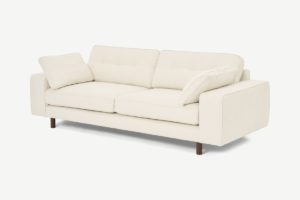 Atkinson 3-Sitzer Sofa, Boucle in Elfenbein und dunkles Holz - MADE.com