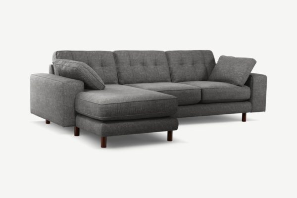 Atkinson Ecksofa (Recamiere links), strukturierter Webstoff in Schiefergrau - MADE.com