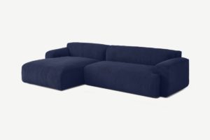 Avalon Ecksofa (Recamiere links), Kordsamt in Marineblau - MADE.com