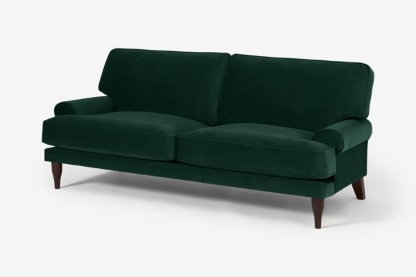 Chadwick 3-Sitzer Sofa, recycelter Samt in Flaschengruen - MADE.com